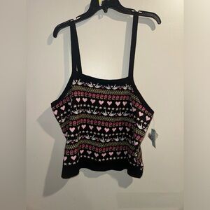 Maeve by Anthropologie Black Hearts 2X Sweater Tank Top